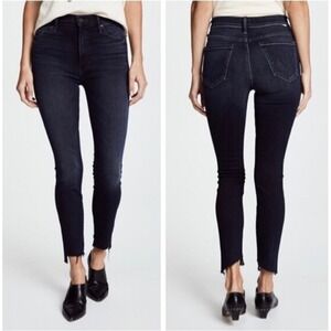 Mother Jeans Size 25 Stunner Zip Two Step Fray Hem Ankle High Rise Dark Jeans